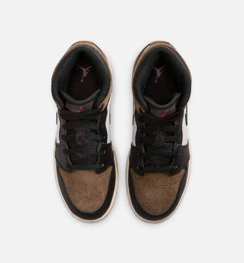 Air Jordan 1 Mid Grade School - Black/Phantom/Palomino/University Red