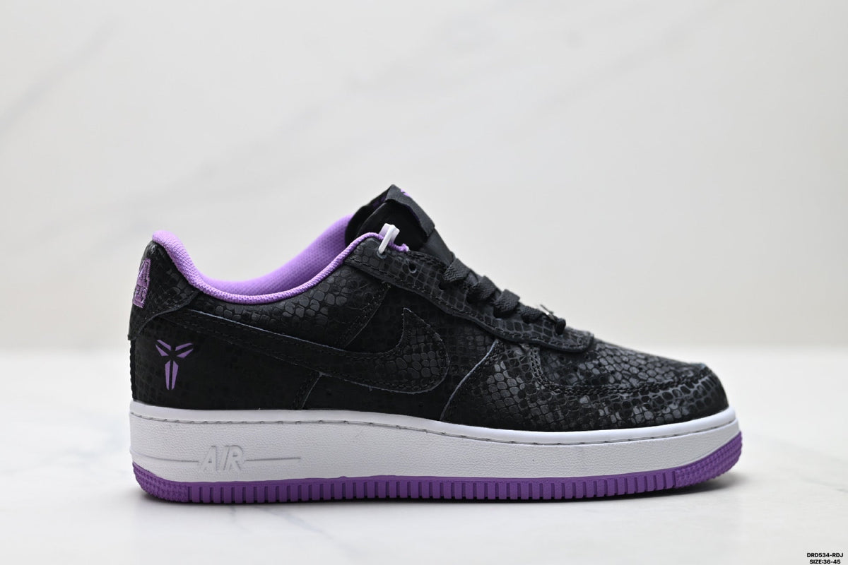 Nike Air Force 1 Low Black Purple Unisex Sneakers Style 06