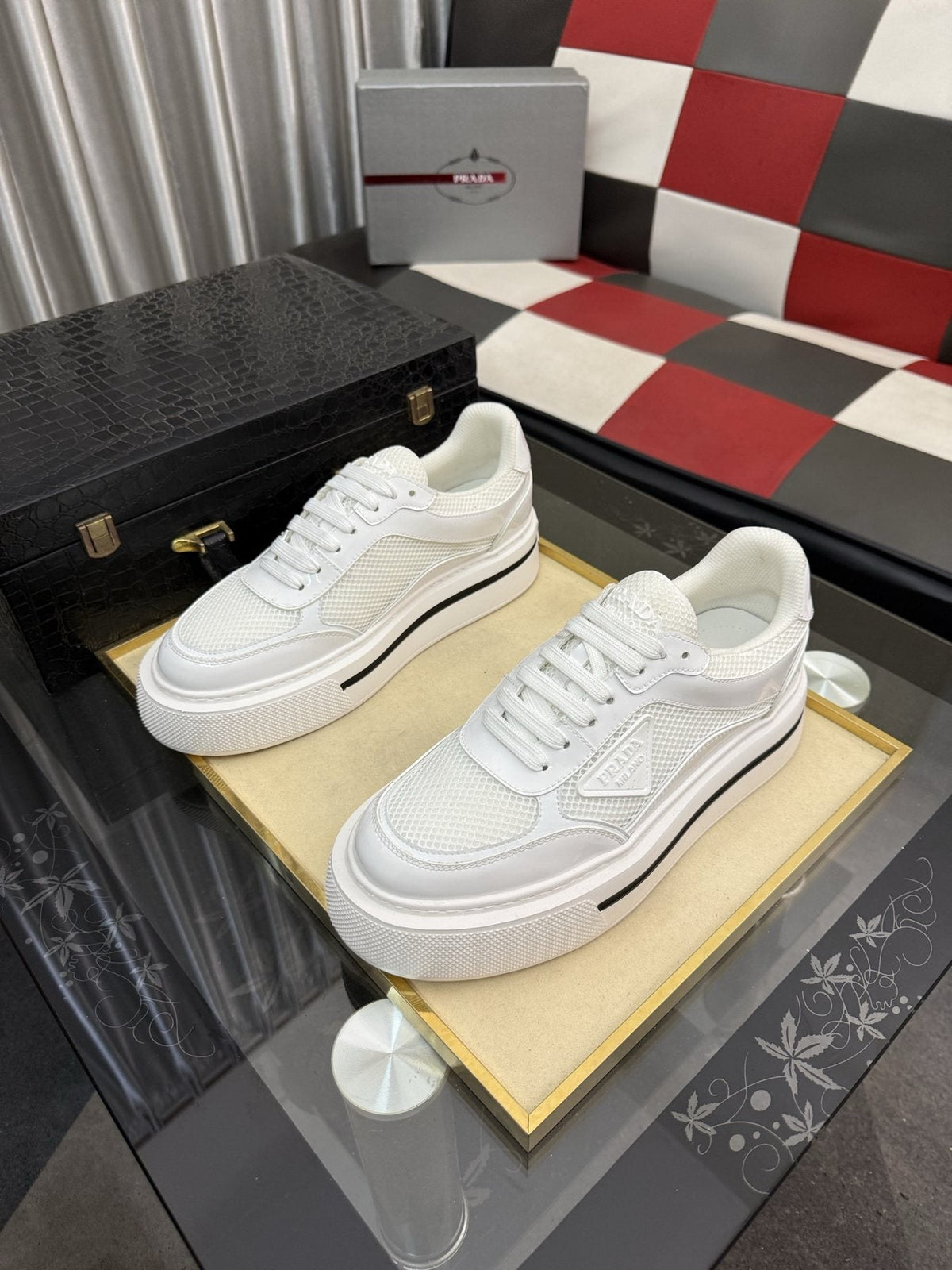 Prada Low-Top Mesh Sneakers