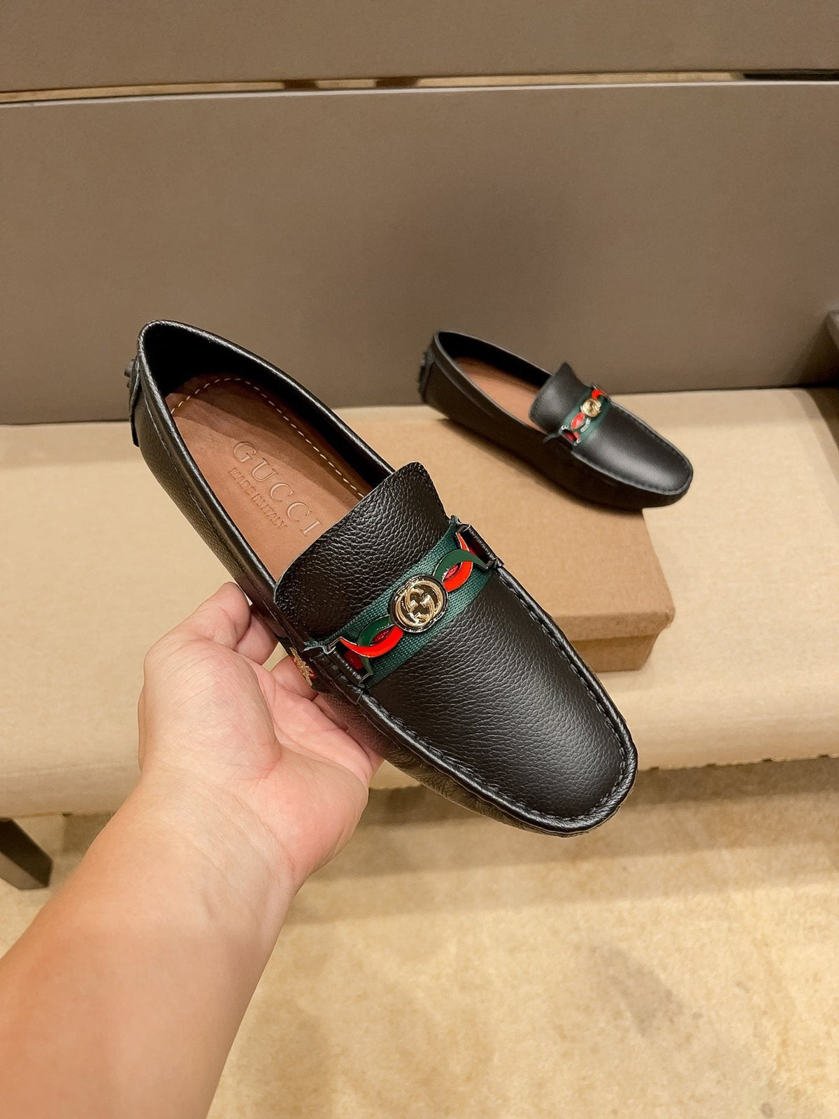 Gucci Web Accent Driving Loafers