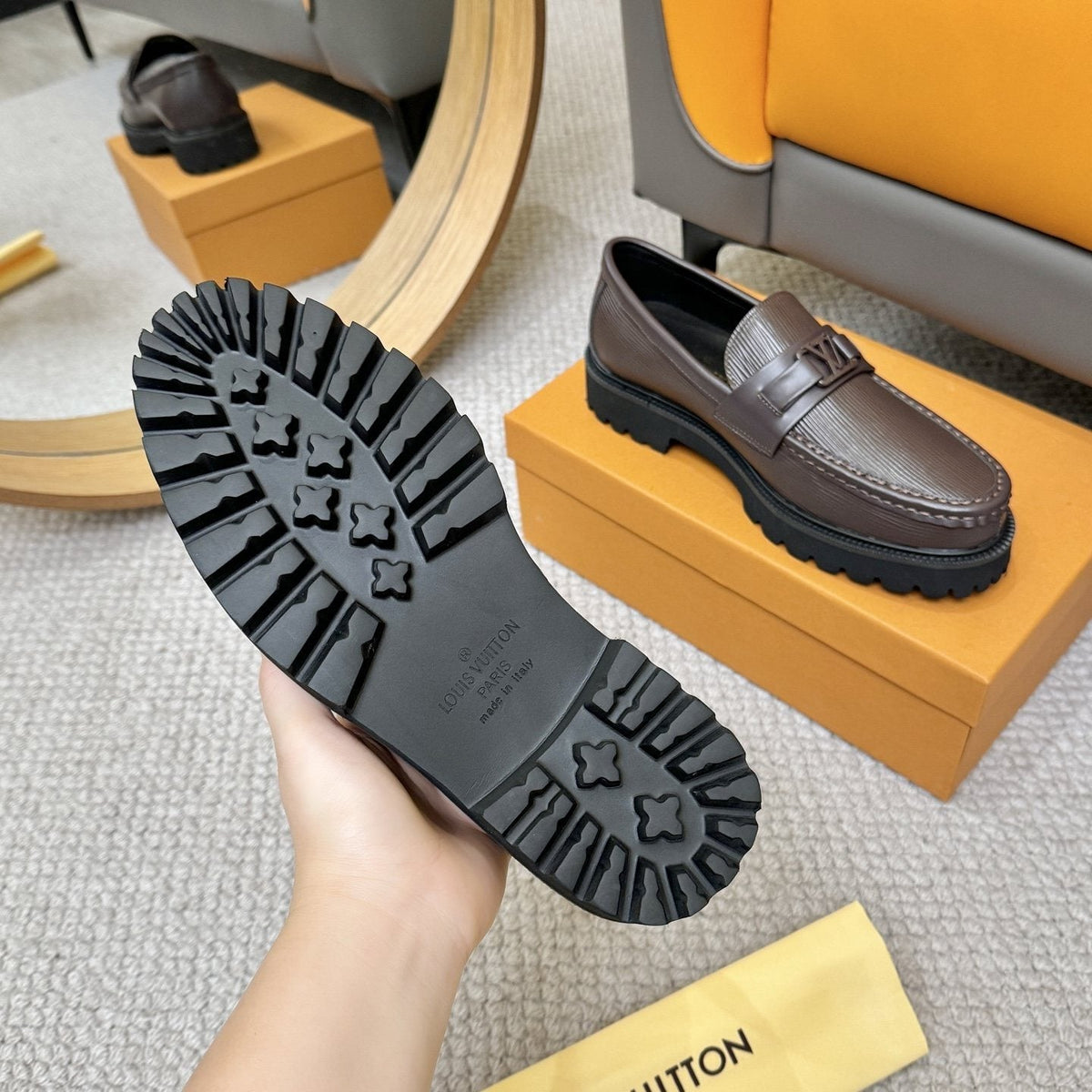 Louis Vuitton Men's Textured Lug Sole Loafers